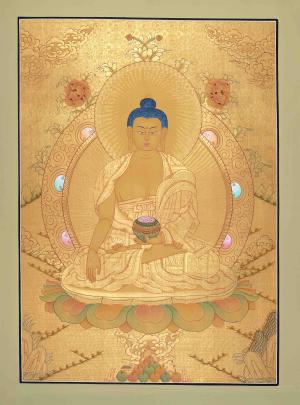 Original Full Gold Style Shakyamuni Buddha Thangka | 24K Gold Thangka Painting